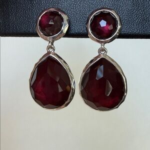 Ippolita Snowman Doublet Earrings Hammered Sterling Silver & Raspberry quartz